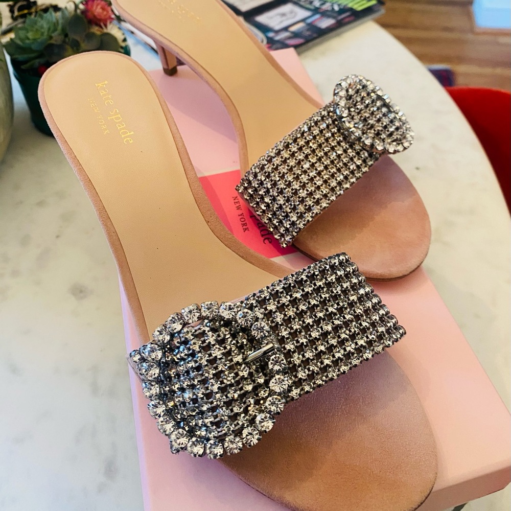 Kate Spade Seville Dusty Blush Jewel encrusted Sandals. Comes with box!